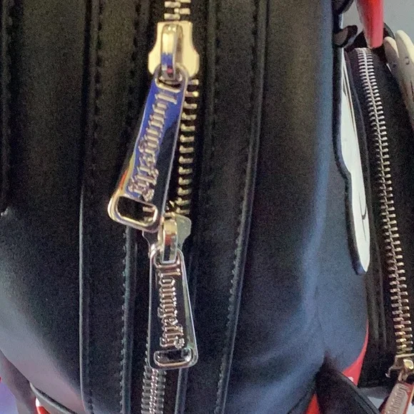 Loungefly Minnie Mouse Backpack Black and Red with Ears and Bow - Picture 15 of 16